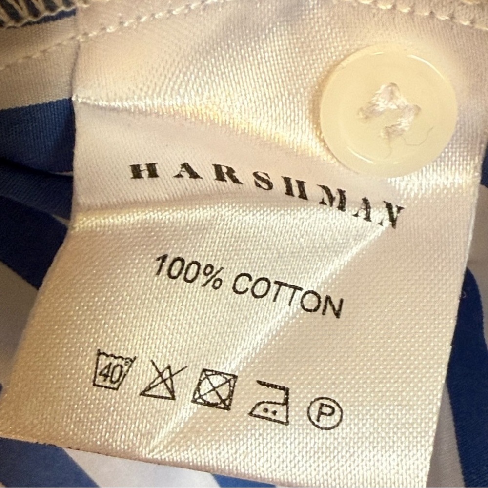NWT Harshman Indigo Stripes Preppy Selina Nautical Cotton Blouse XS - Picture 7 of 7